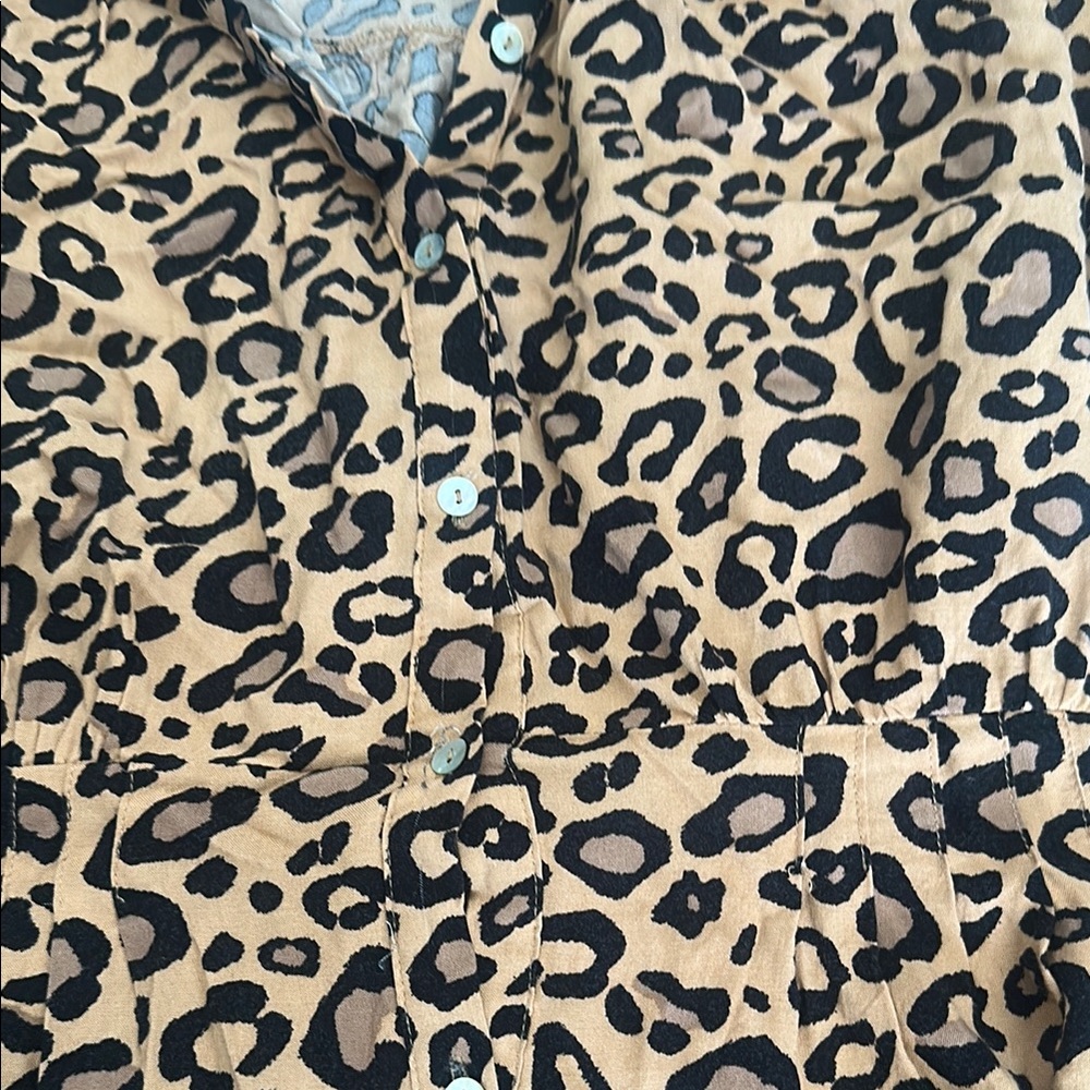 White closet Leopard Print Long Sleeve Button down midi Dress - Picture 7 of 7